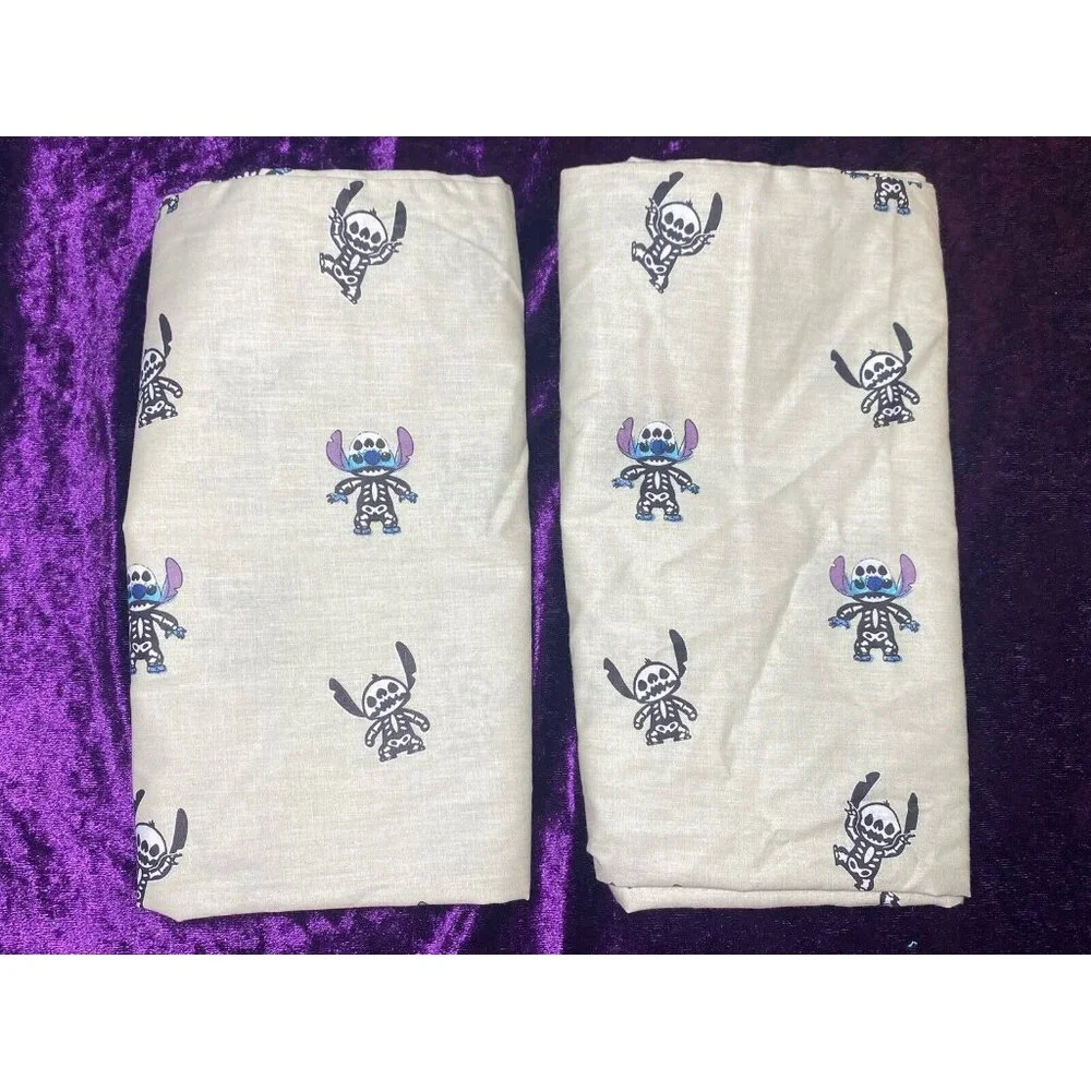 Disney Stitch Skeleton Sheet Set FULL size 100% Cotton 4 Pc LILO & STITCH Grey